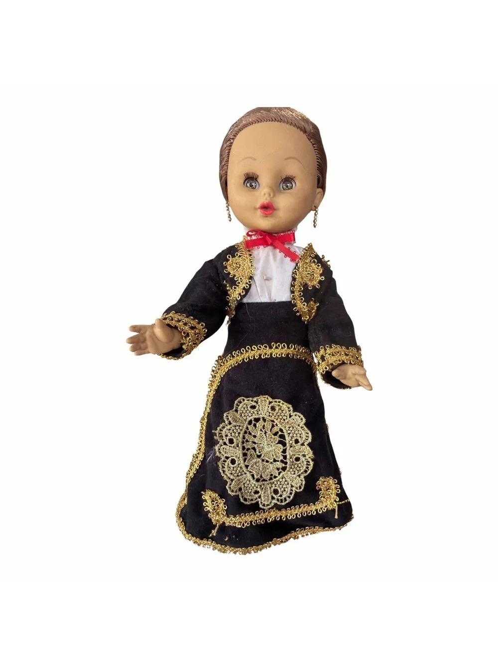 Vintage Doll Mariachi Outfit Black Gold Red
